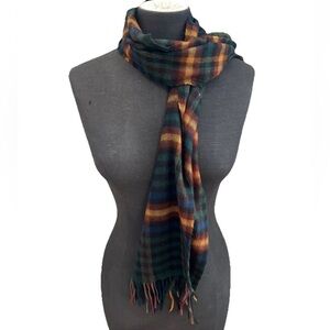 The Scarf Source acrylic green and‎ yellow plaid buttery soft long neck scarf